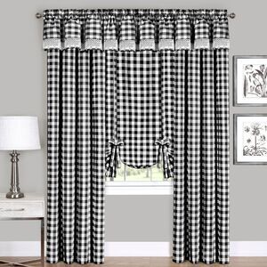 Buffalo Black Plaid Modern Window Curtain Panel : 42" x 95" Panel - Single
